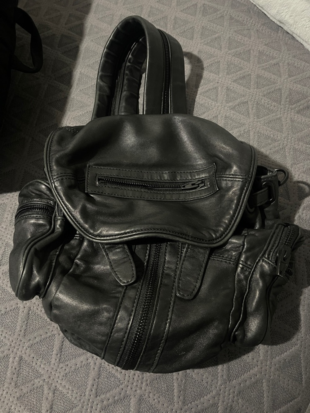 Alexander Wang Marti Black Leather Backpack with Top Flap